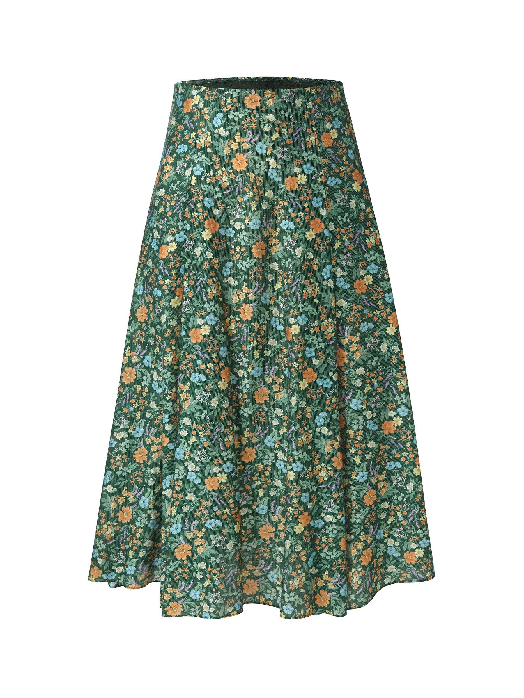 Tencel Blend Floral Print Women A-Line Skirt Product Image