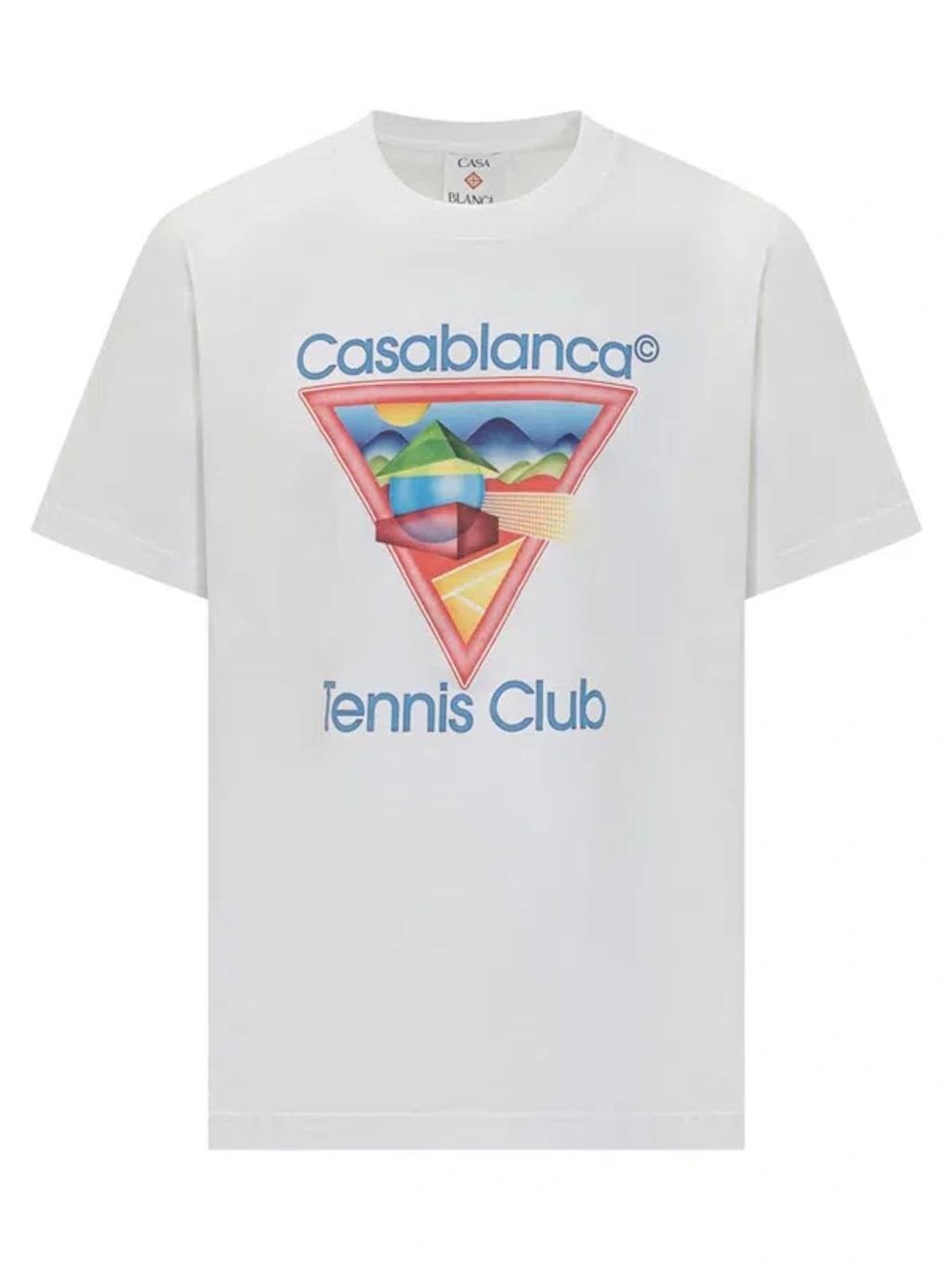 CASABLANCA Cotton Crew Neck T-shirt With Graphic Print In White Product Image