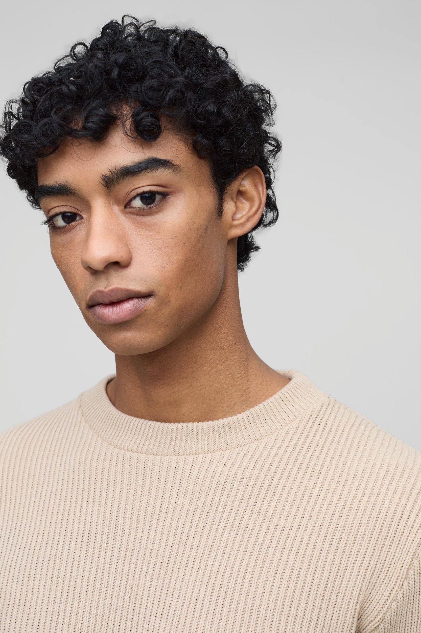 Regular Fit Rib Knit Sweater | boohooMAN USA Product Image