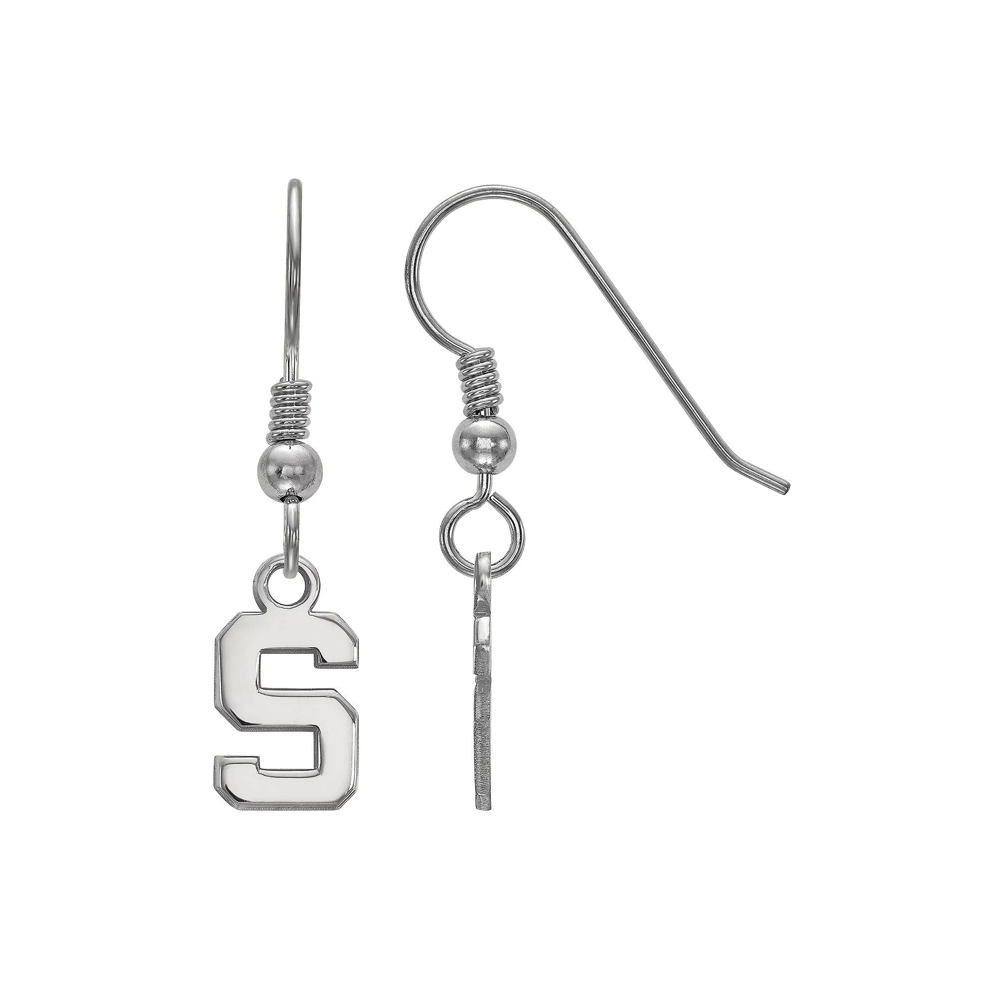 LogoArt Michigan State Spartans Sterling Silver Extra Small Dangle Earrings, Women's, Size: 29 mm Product Image