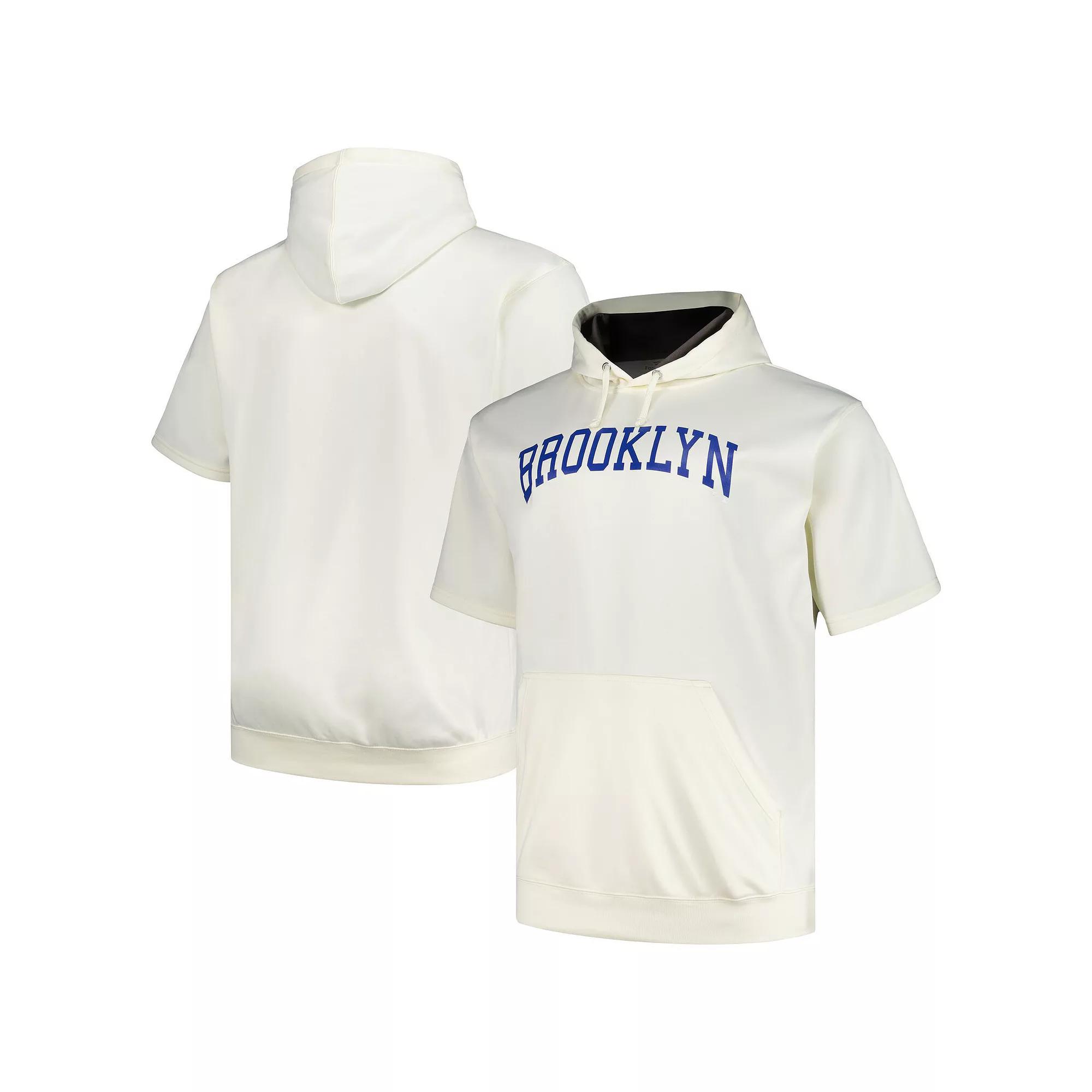 Men's Profile Oatmeal Brooklyn Dodgers Big & Tall Cooperstown Collection Contrast Short Sleeve Pullover Hoodie,  Product Image