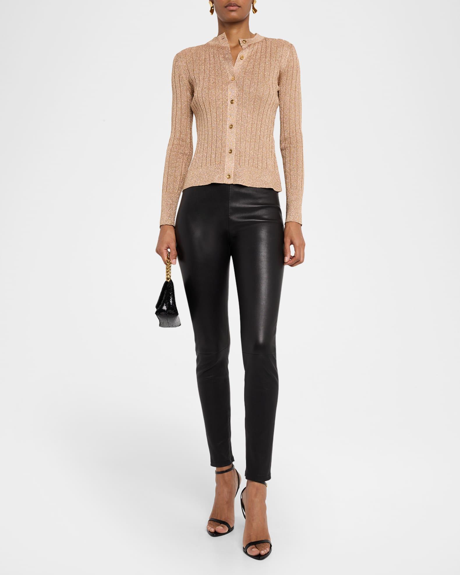 Metallic Rib Crewneck Cardigan Product Image