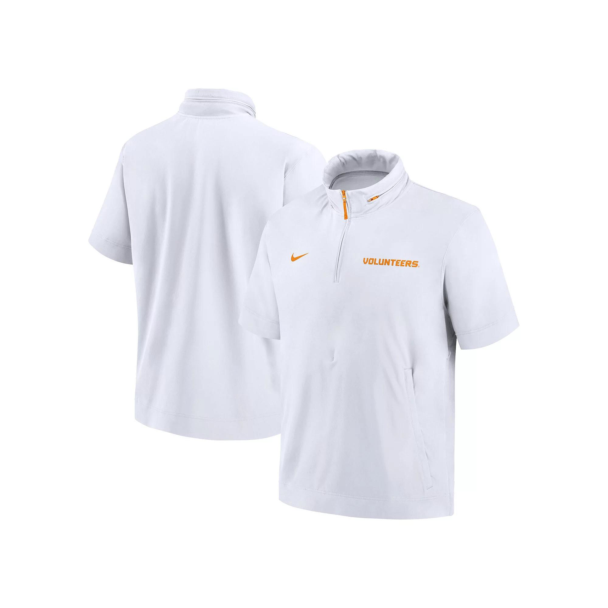 Men's Nike White Tennessee Volunteers 2024 Sideline Coach Short Sleeve Half-Zip Hoodie Jacket,  Product Image