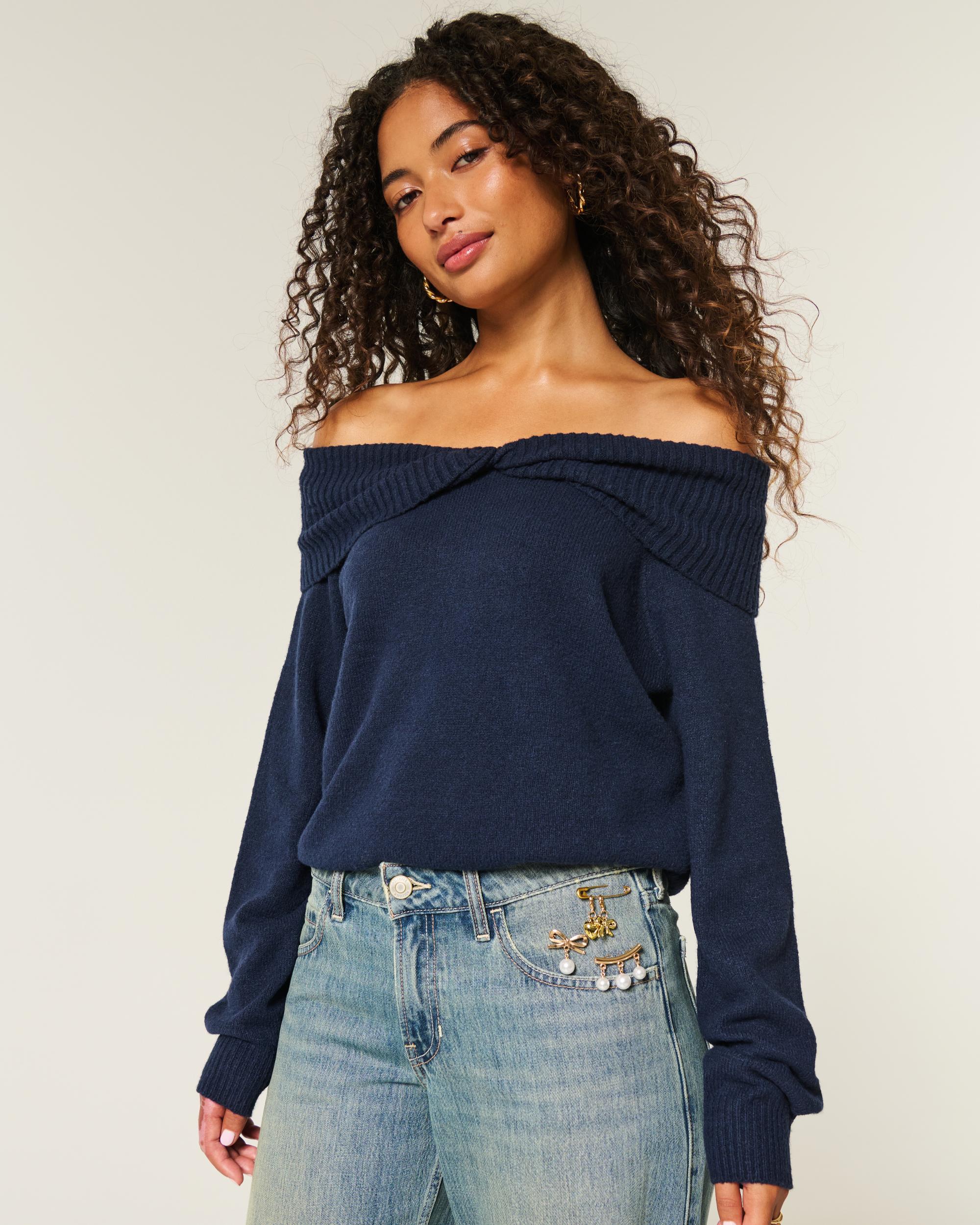 Hollister Comfy Cloud Off-the-Shoulder Twist Sweater Product Image