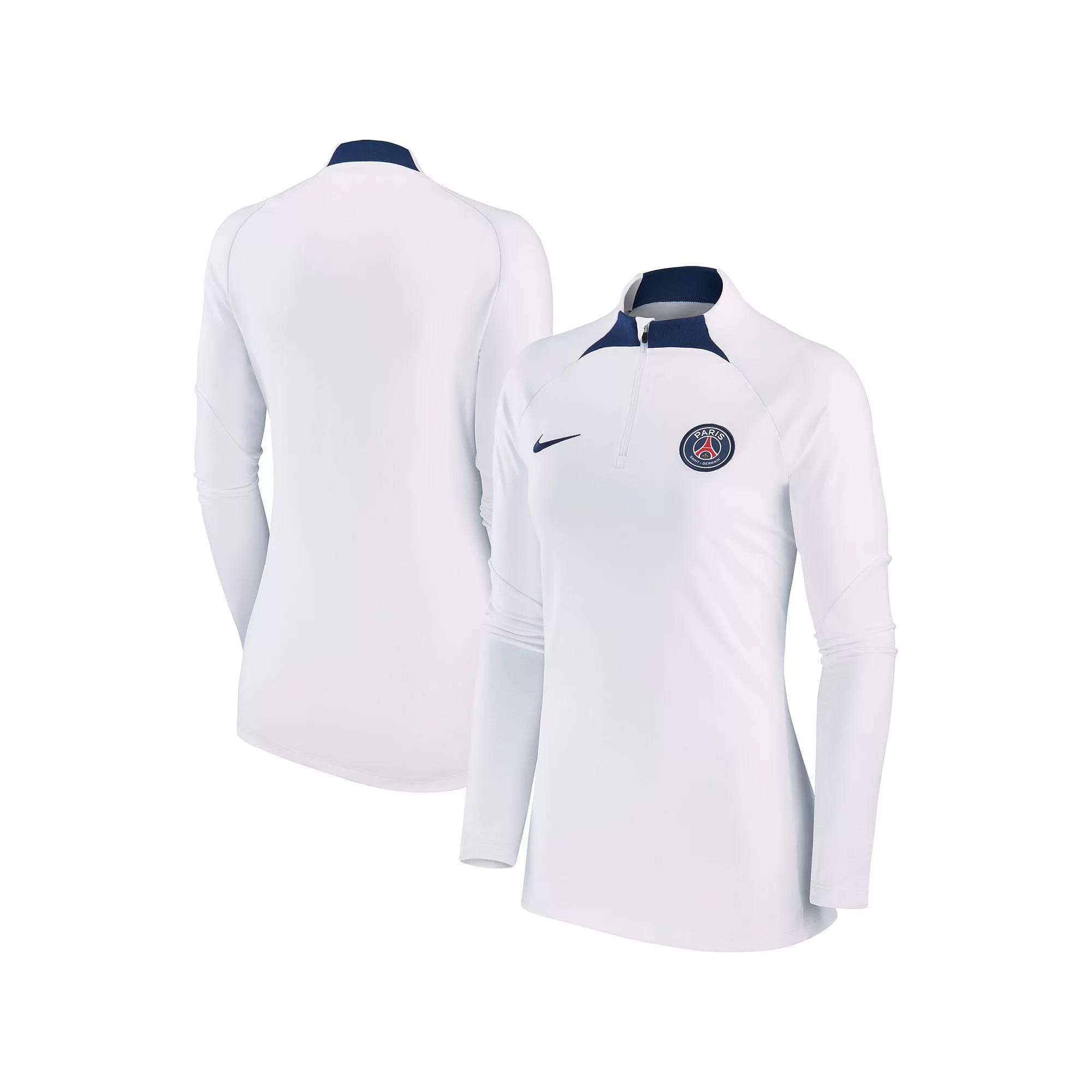 Women's Nike White Paris Saint-Germain Strike Drill Raglan Performance Quarter-Zip Top,  Product Image