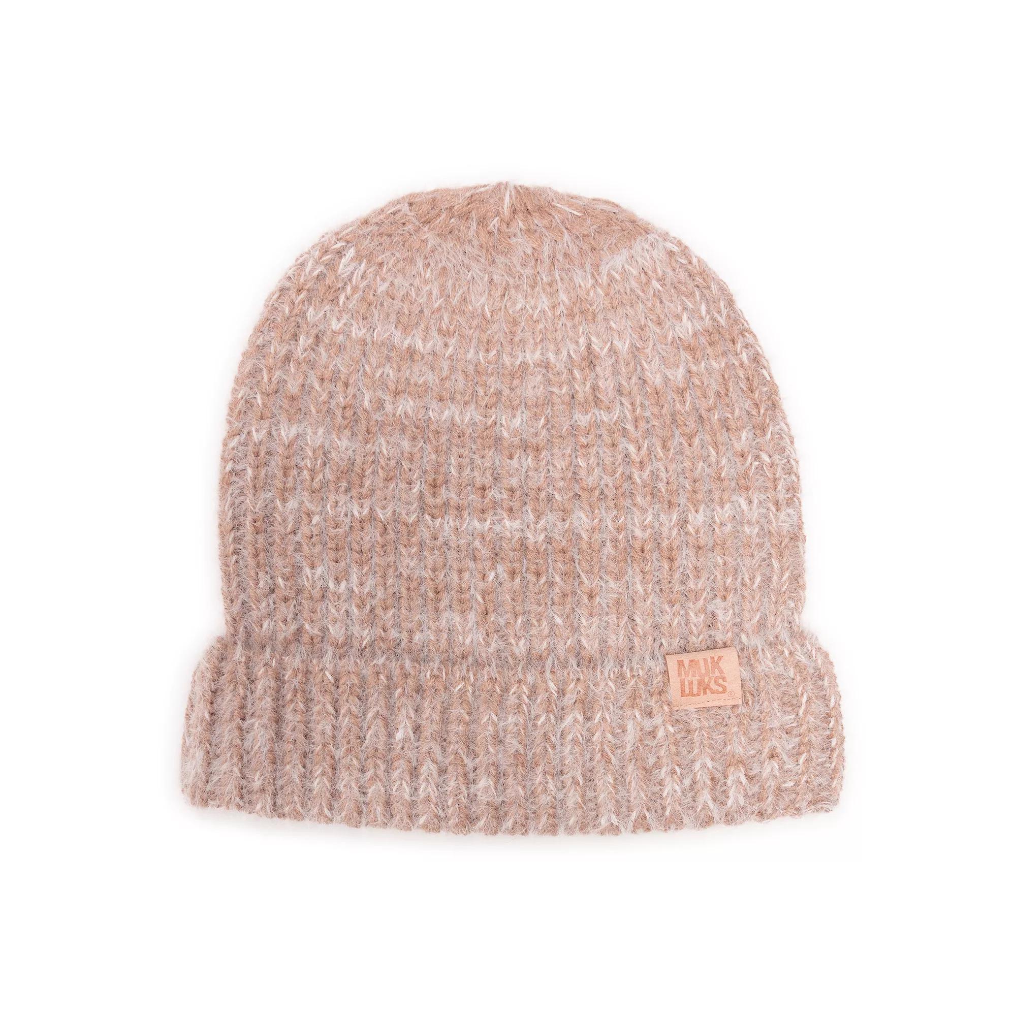 Womens MUK LUKS Eyelah Rib Beanie, Medium Gray Grey Product Image