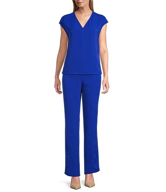 Ming Wang Crepe De Chine Straight Leg Pants Product Image