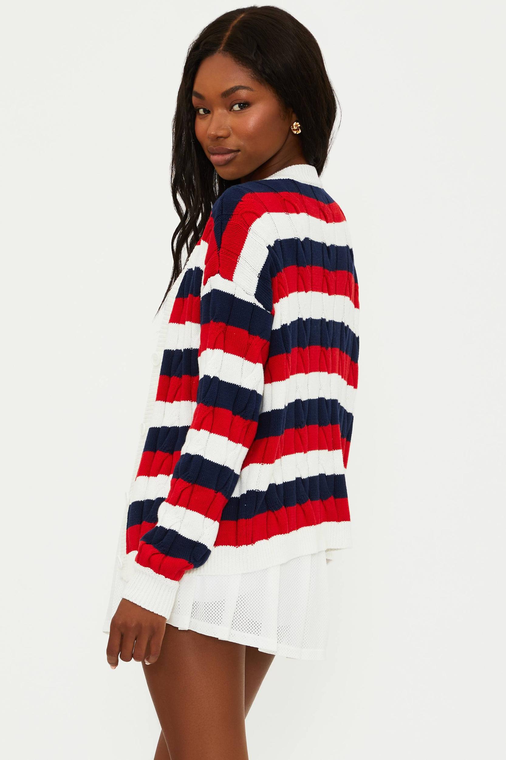 Sherry Cardigan Cherry Indigo Stripes Product Image