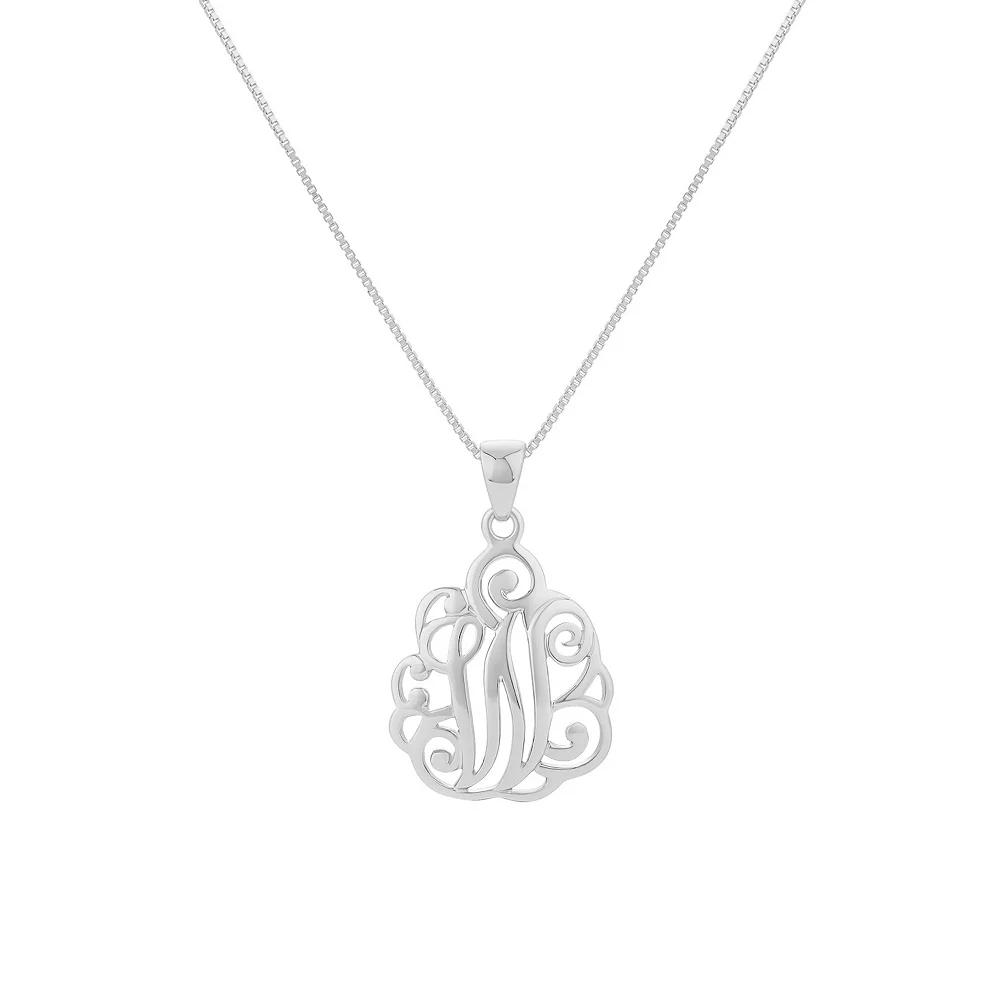 PRIMROSE Sterling Silver Monogram Initial Pendant Necklace, Women's, Size: 18", Silver Tone F Product Image