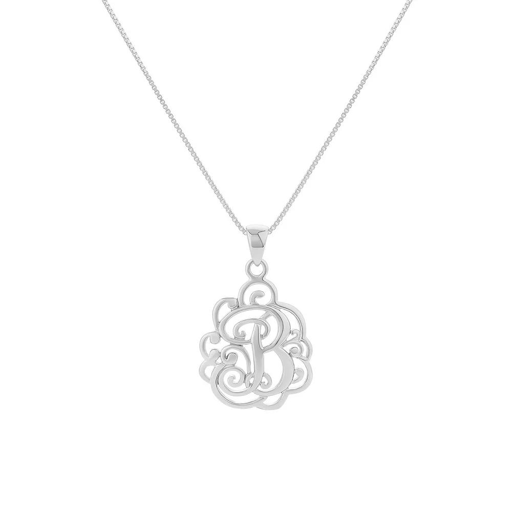 PRIMROSE Sterling Silver Monogram Initial Pendant Necklace, Women's, Size: 18", Silver Tone L Product Image