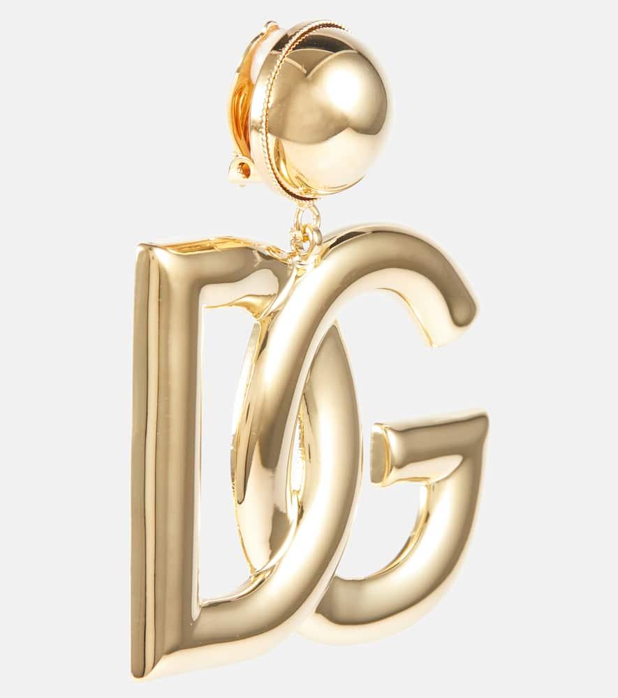 DOLCE & GABBANA Gold-tone Clip-on Earrings With Dg Interlocking Logo In Brass Woman In Grey Product Image