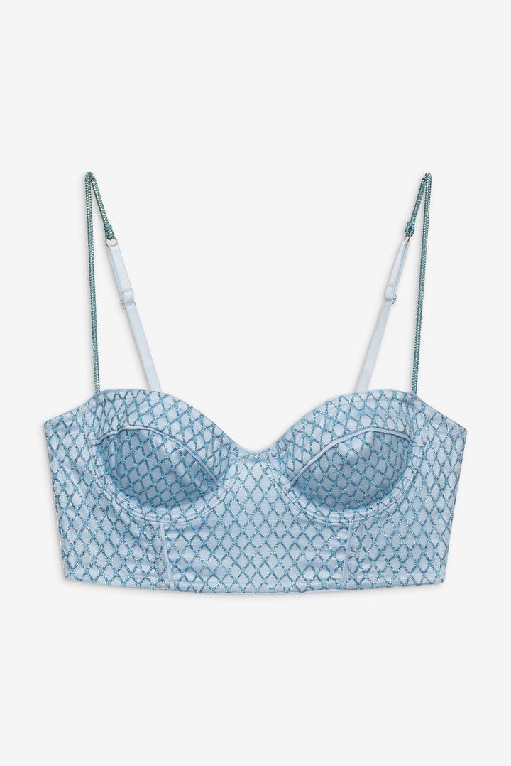 Glitter Grid Bustier Top — Blue Product Image
