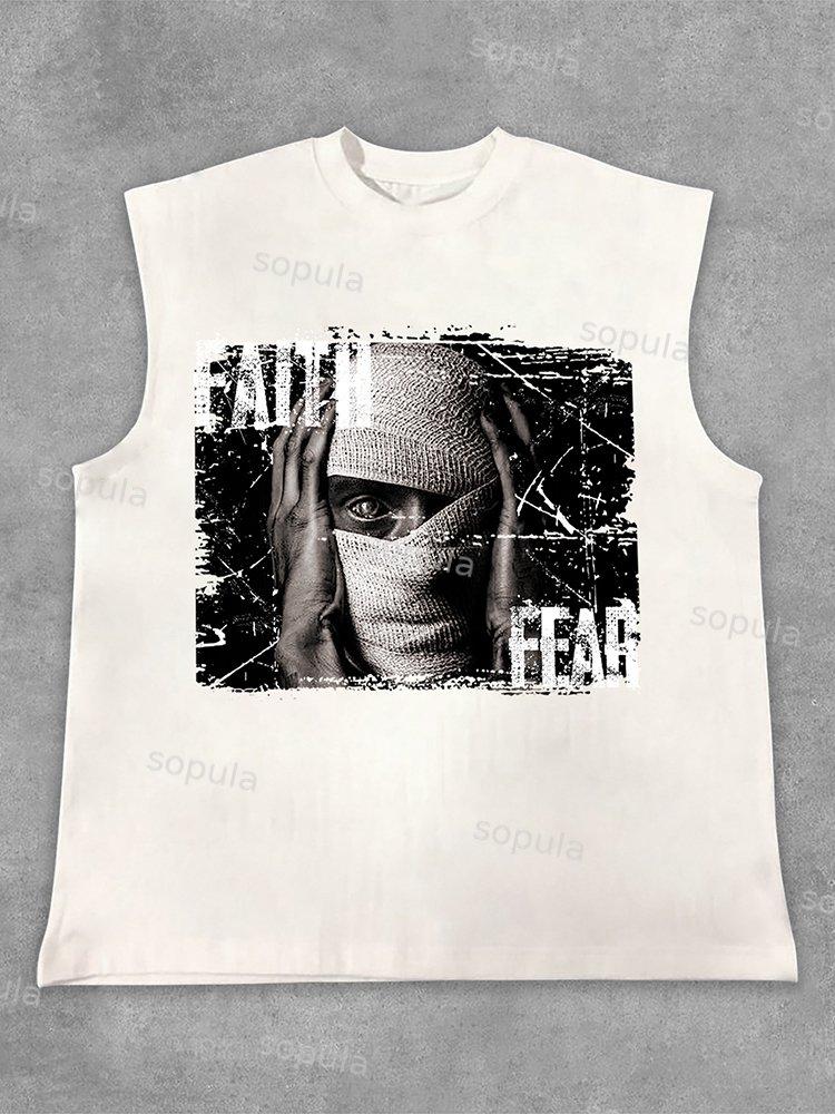 Sopula Mummy Graphic Faith And Fear Print Cotton Tank Top Product Image