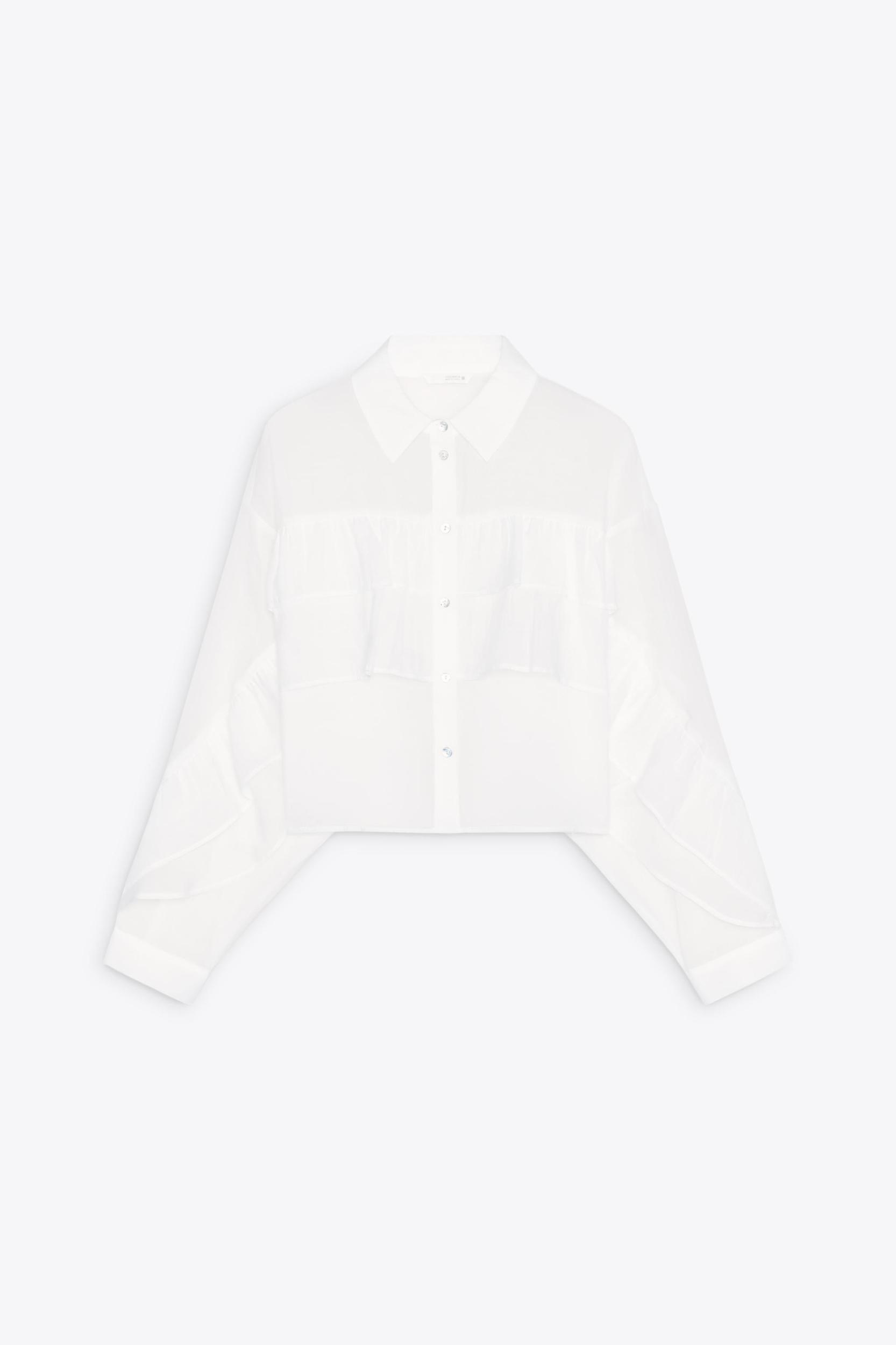 SEMI-SHEER RUFFLED CROP TOP Product Image