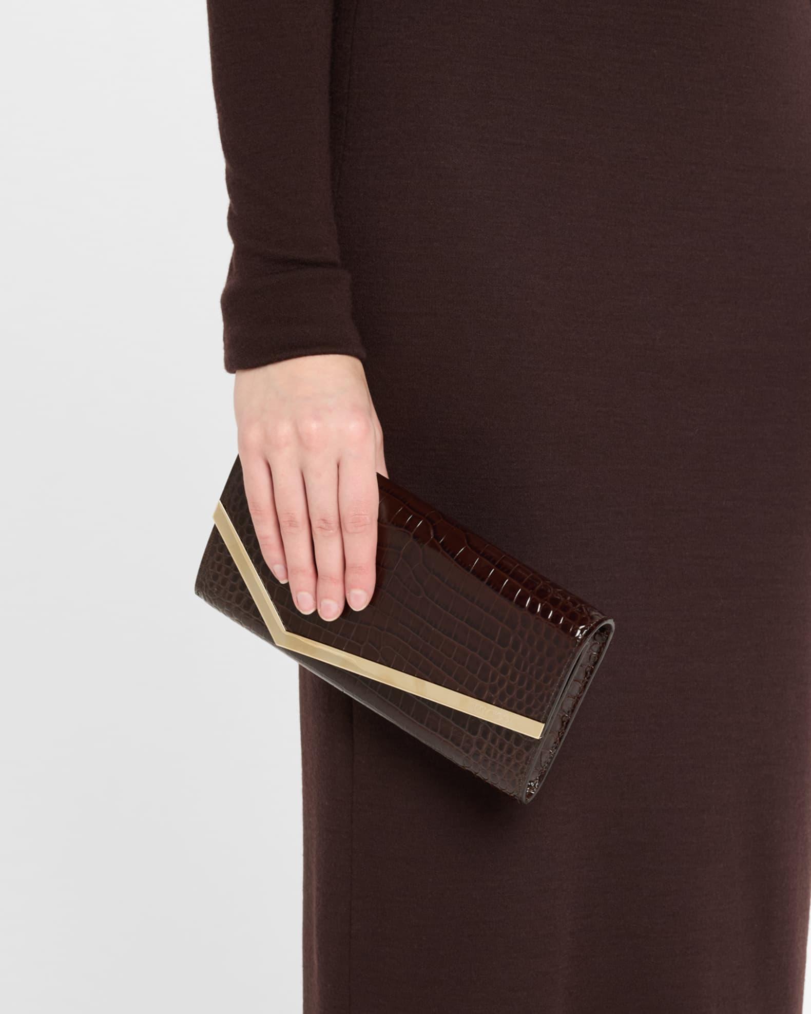 Emmie Croc-Embossed Leather Clutch Bag Product Image
