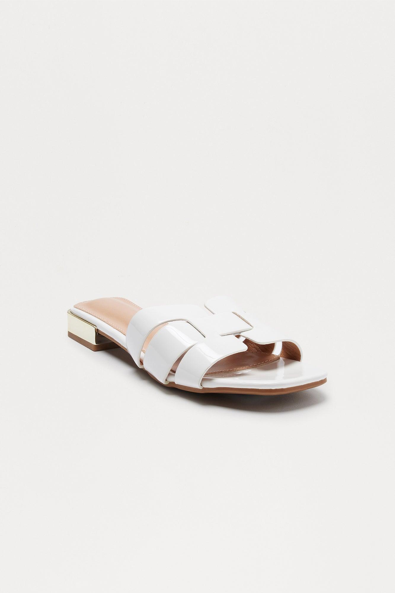 Ways Faux Patent Sandals - White Female Product Image