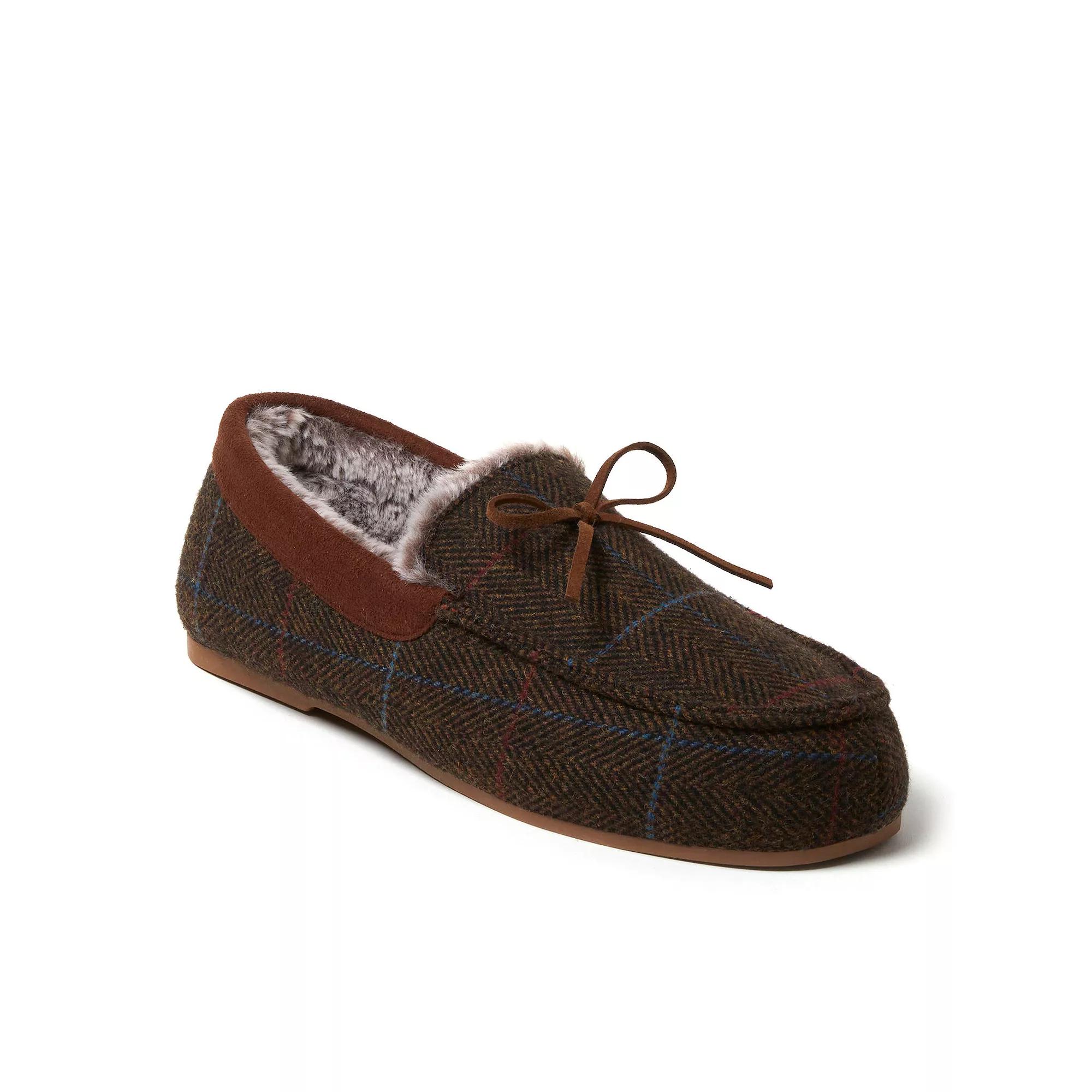 Dearfoams Atlas Mens Plaid Driving Moccasins Brown Product Image