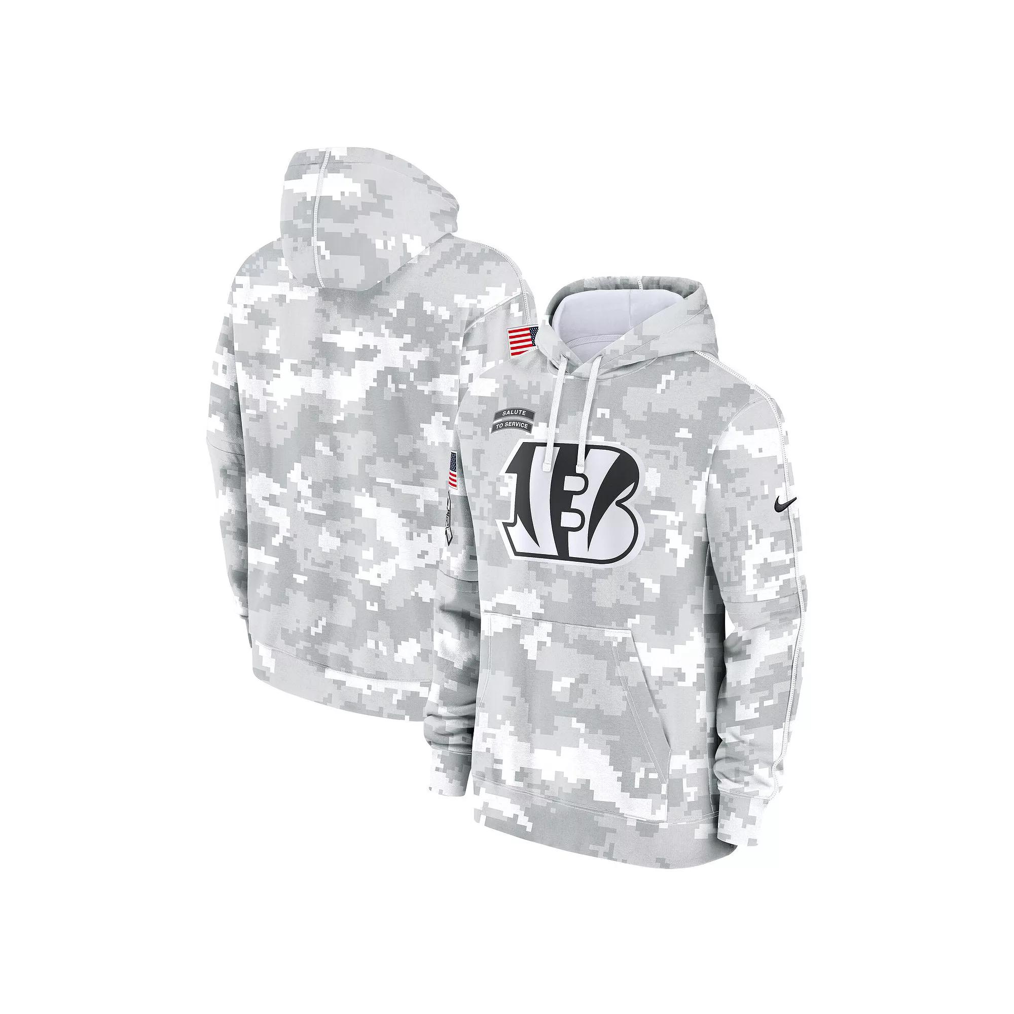 Men's Nike Arctic Camo Cincinnati Bengals 2024 Salute to Service Club Fleece Pullover Hoodie, Size: Large, Team Product Image