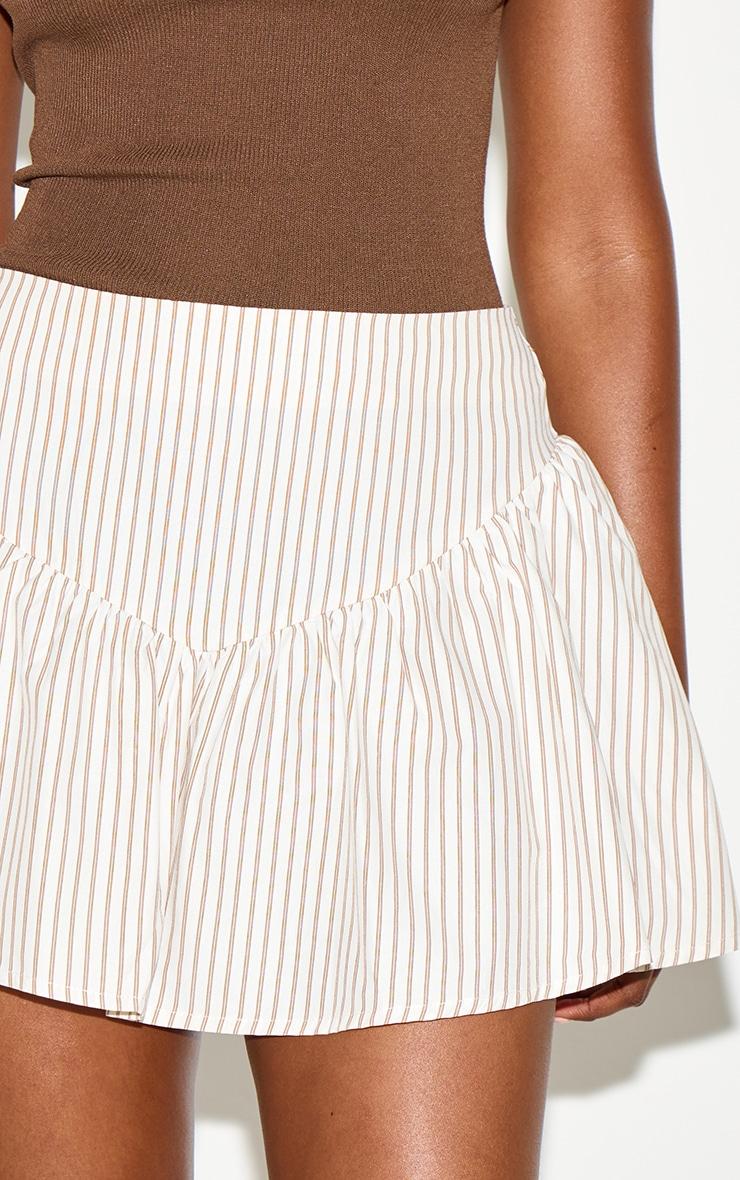 Stone Contrast Pinstripe Drop Waist Mini Skirt Product Image