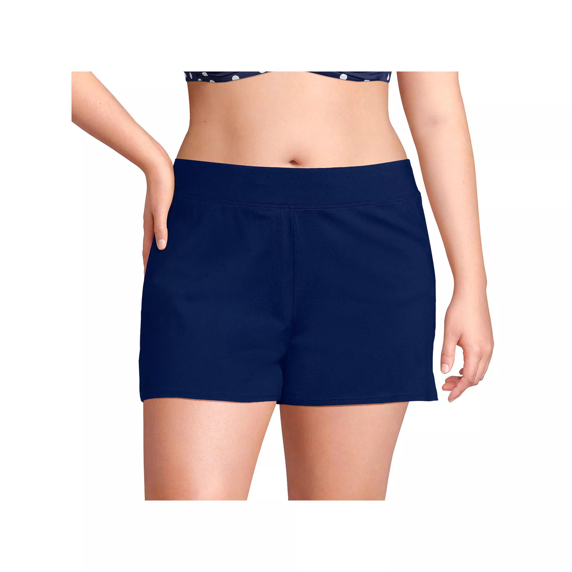 Plus Size Lands' End Chlorine-Resistant Smoothing Control Swim Shorts, Women's, Size: 18 W, Deep  Blue Product Image