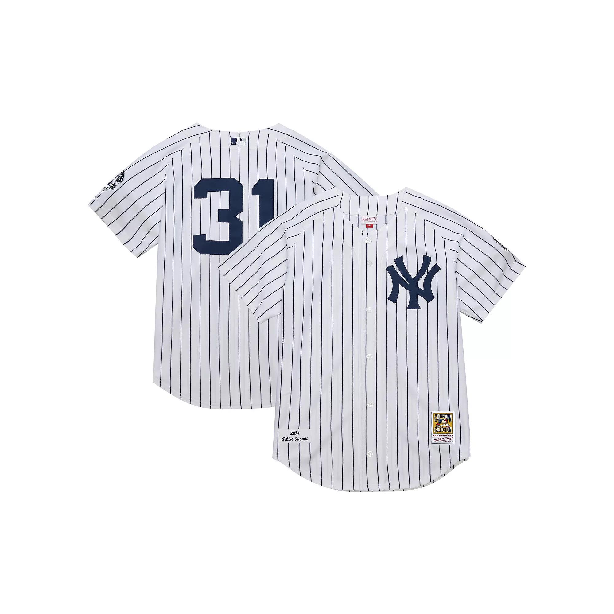 Men's Mitchell & Ness Ichiro Suzuki White New York Yankees 2014 Cooperstown Collection Authentic Throwback Jersey, Size: 3XL Product Image