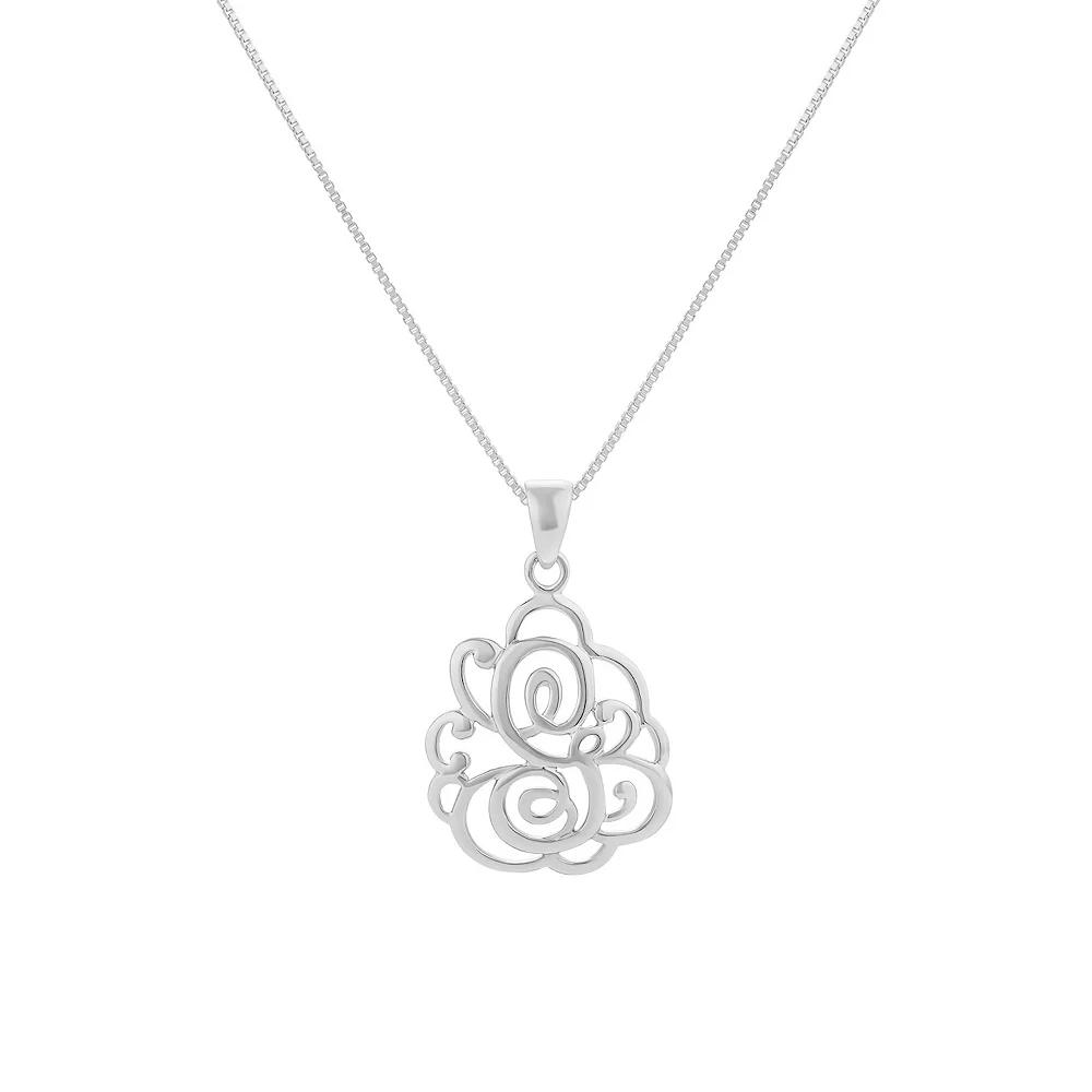 PRIMROSE Sterling Silver Monogram Initial Pendant Necklace, Women's, Size: 18", Silver Tone F Product Image