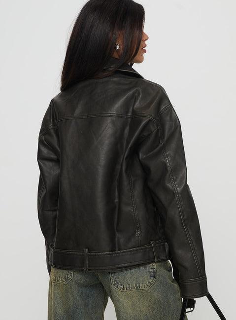 Aldrich Oversized Boyfriend Biker Jacket Washed Grey Product Image