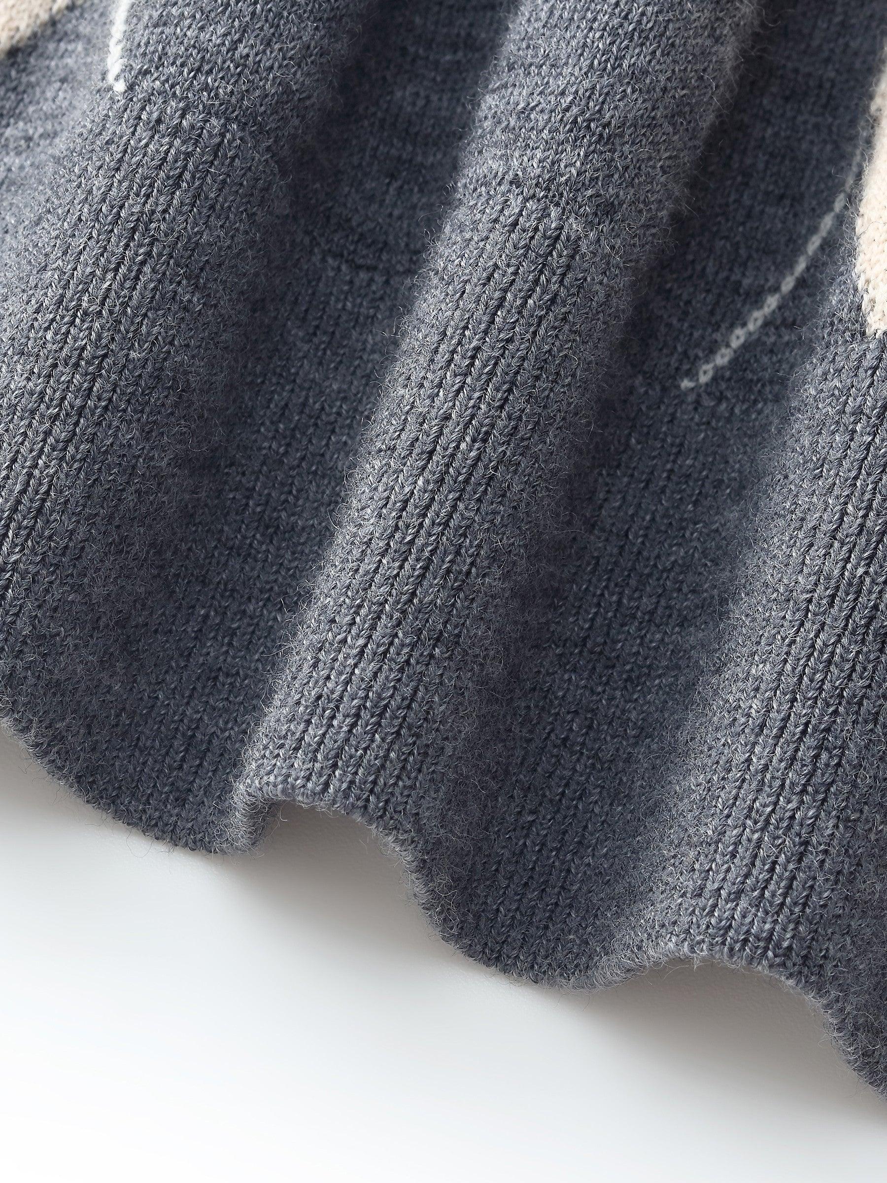 100% Machine Washable Wool Argyle Women Knit Top Product Image