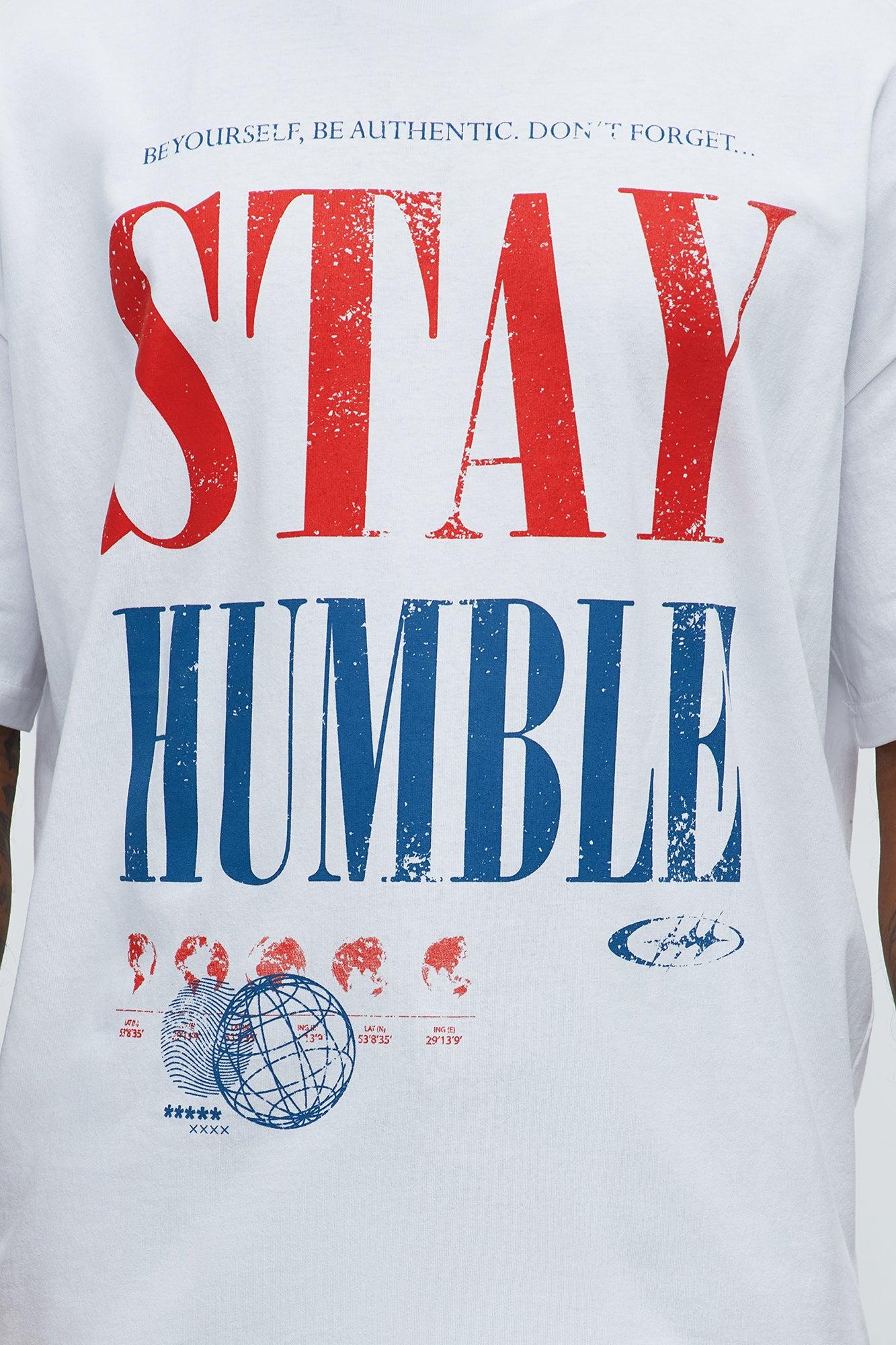 Stay Humble Boxy Short Sleeve Tee - White Male Product Image