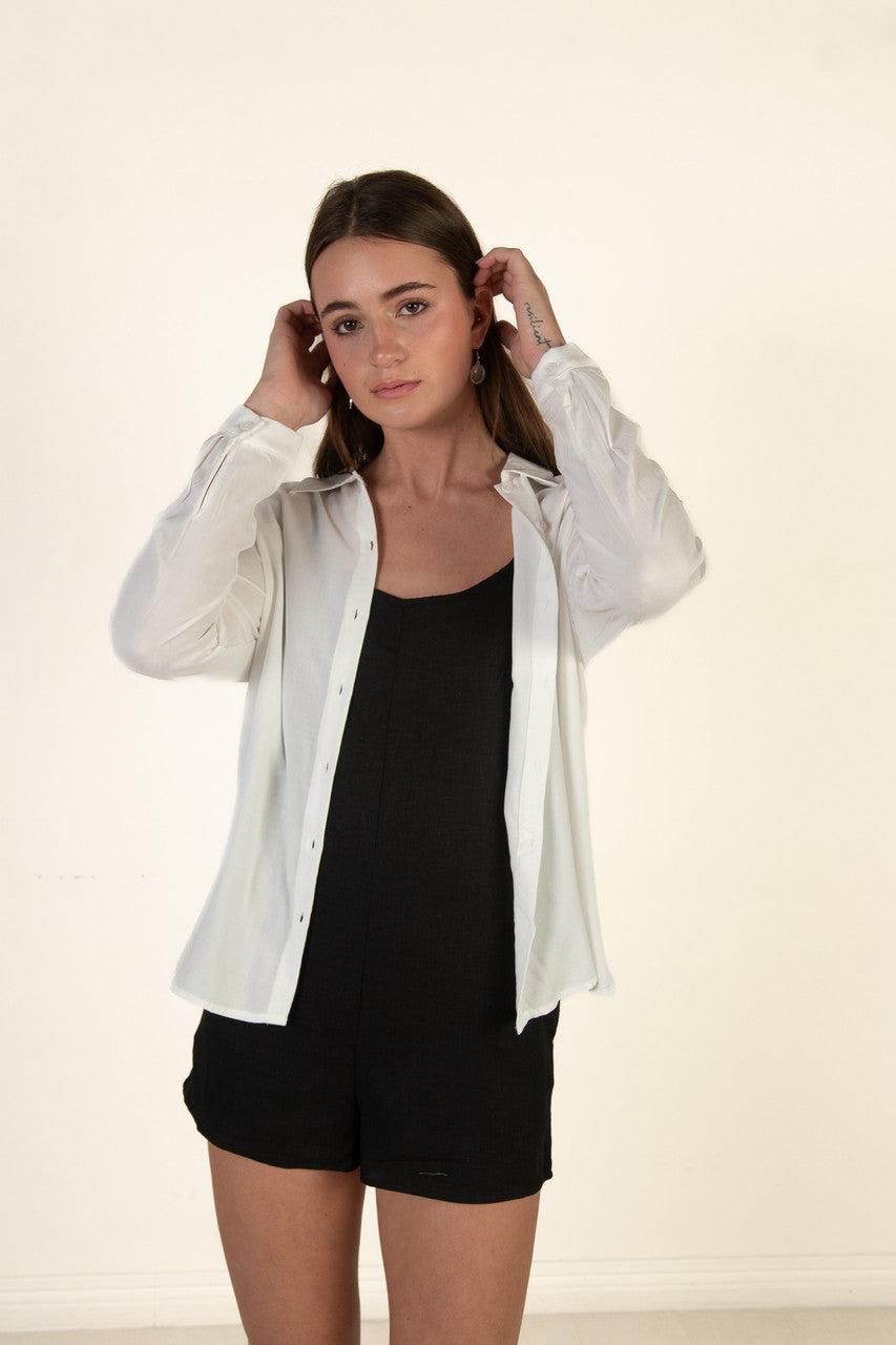 Long Sleeve White Button Up Shirt Product Image