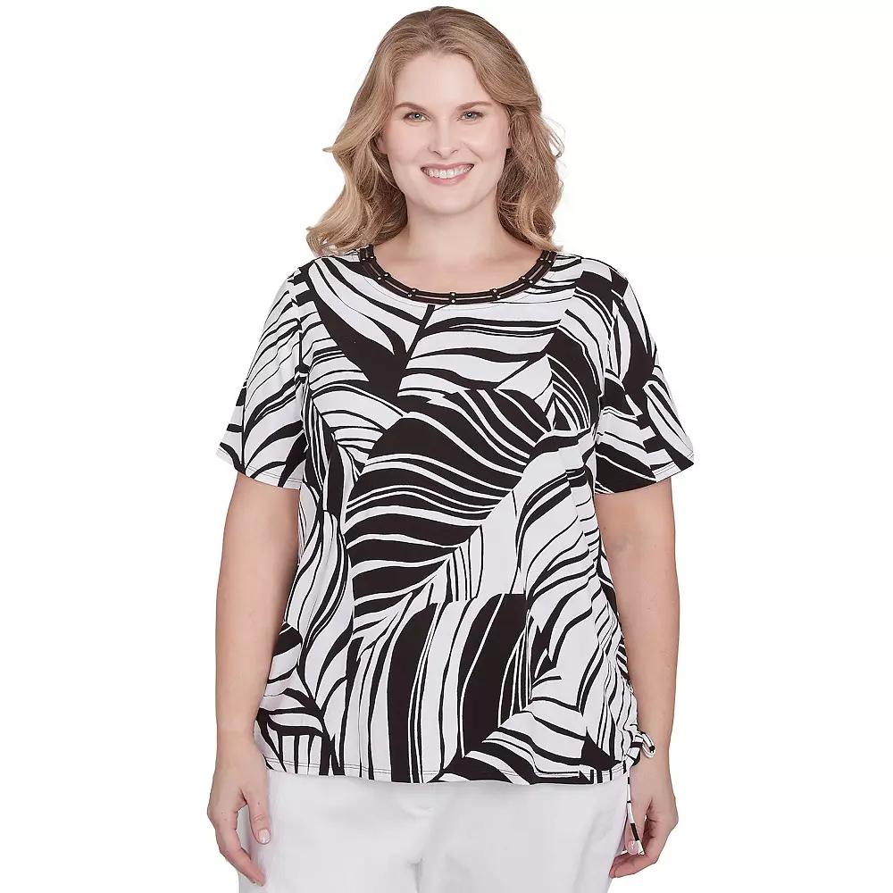 Plus Size Alfred Dunner Twisted Leaves Side Tie Top, Womens Product Image