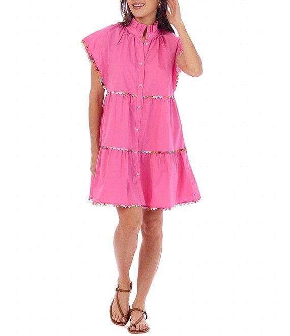 CROSBY by Mollie Burch Whitley Mock Neck Short Flutter Sleeve Dress Product Image