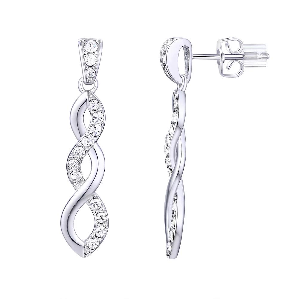 Chrystina Crystal Twist Dangle Earrings, Women's, Silver Tone Product Image