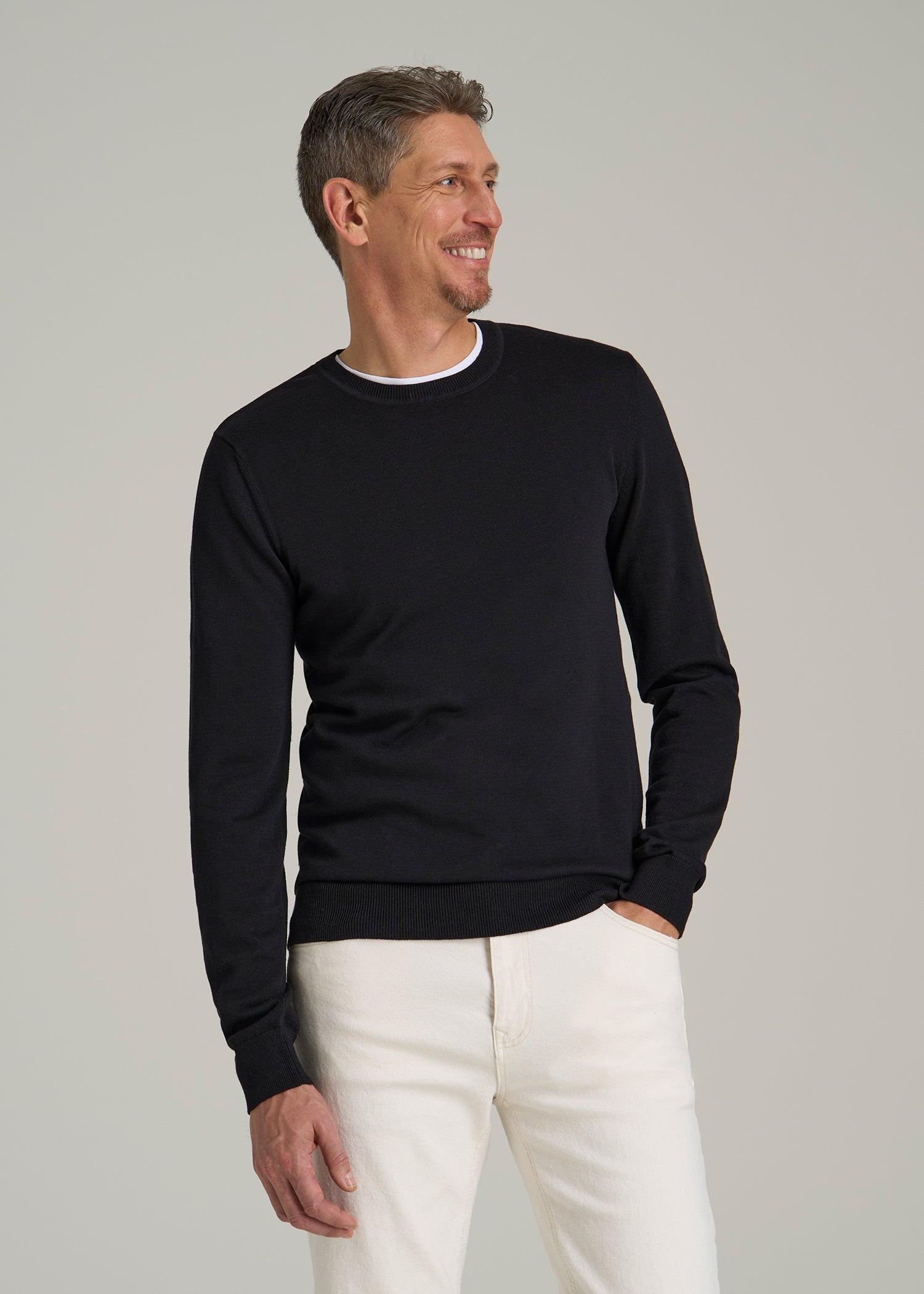 Everyday Crewneck Sweater for Tall Men in Black Male Product Image