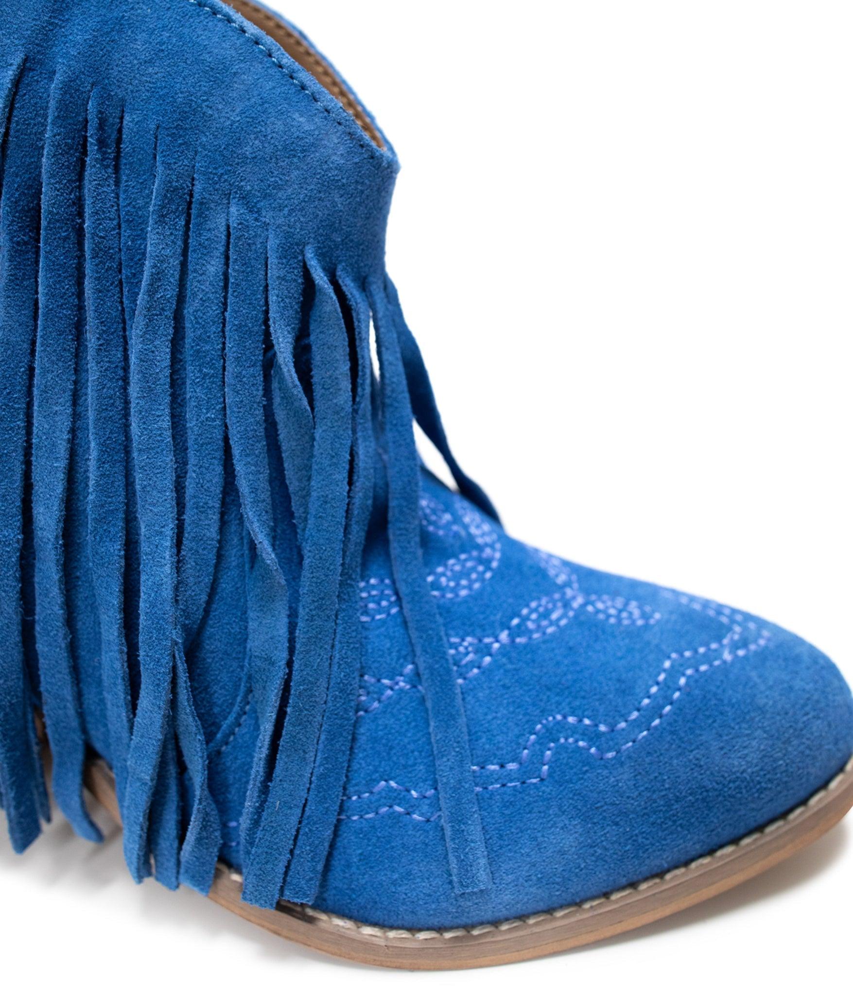 Amos Fringe Ankle Bootie in Blue Suede (Online Exclusive) Product Image