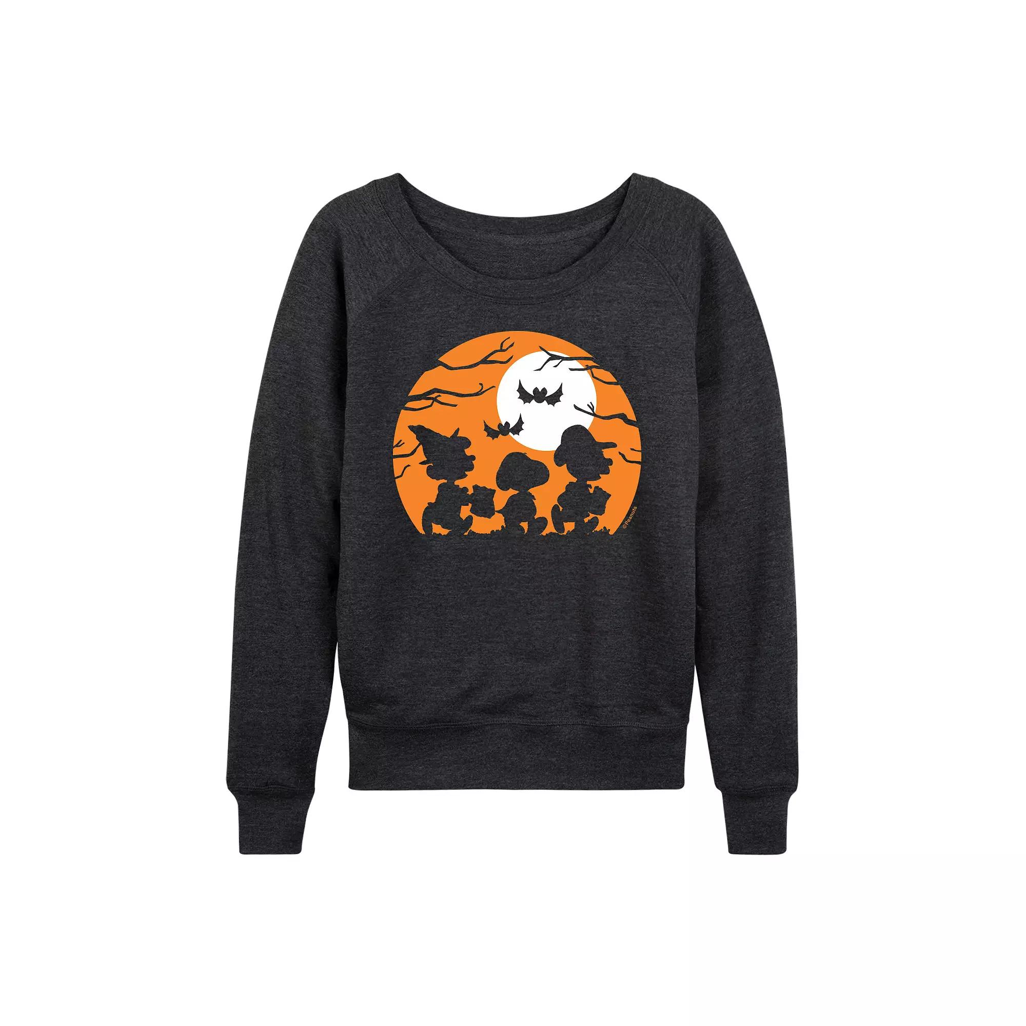 Women's Peanuts Trick Or Treat French Terry Long Sleeve Tee,  Product Image
