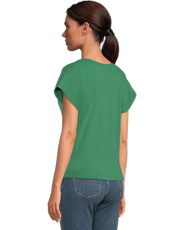 Center Front Tie Round Neckline Flutter Sleeve Top Product Image