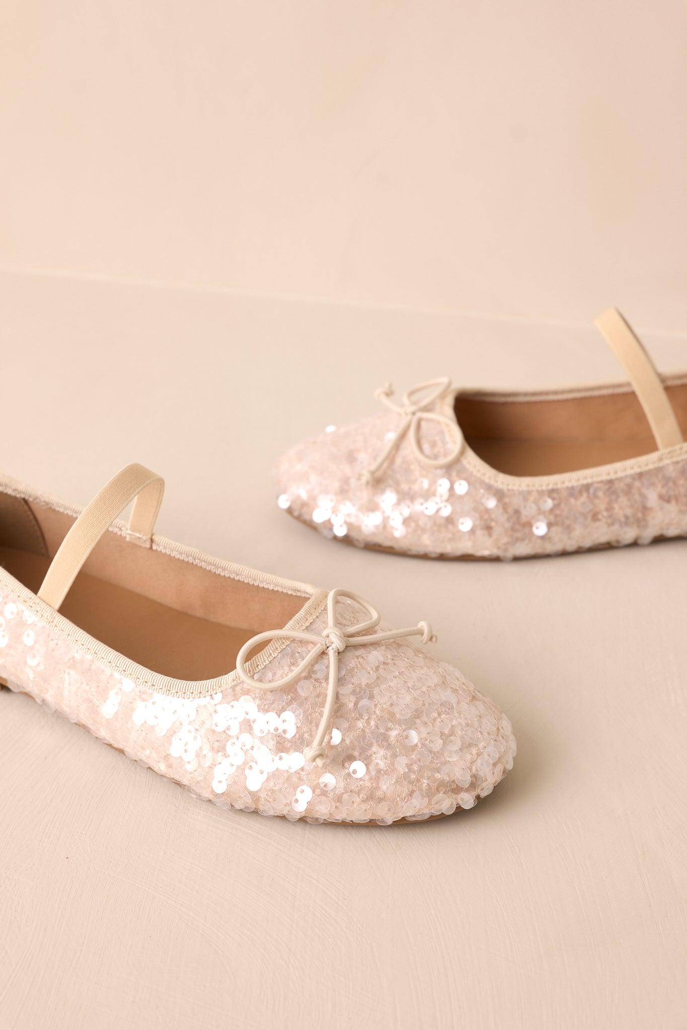 A Step Closer Ivory Pearlescent Sequin Ballet Flat Product Image