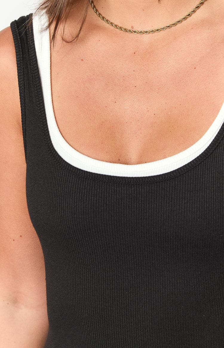 North Black And White Double Strap Mini Dress Product Image