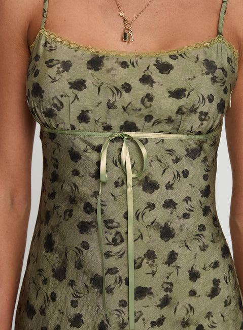Valencia Mini Dress Sage Floral Product Image