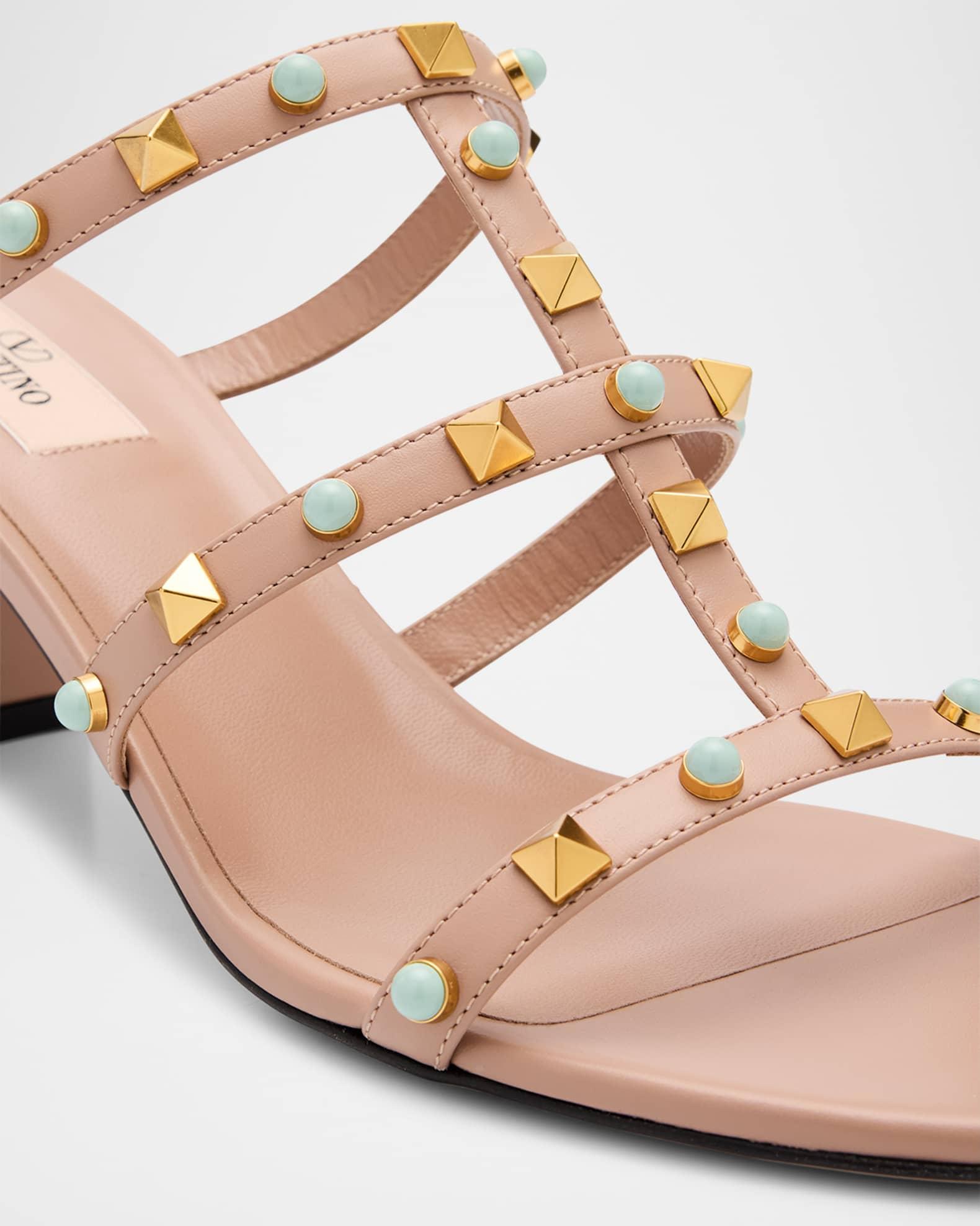 Rockstud Leather Caged Mule Sandals Product Image