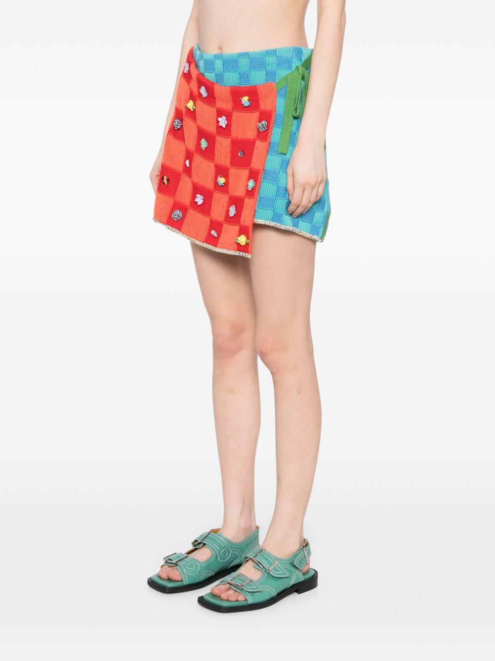 embellished check wrap mini skirt Product Image