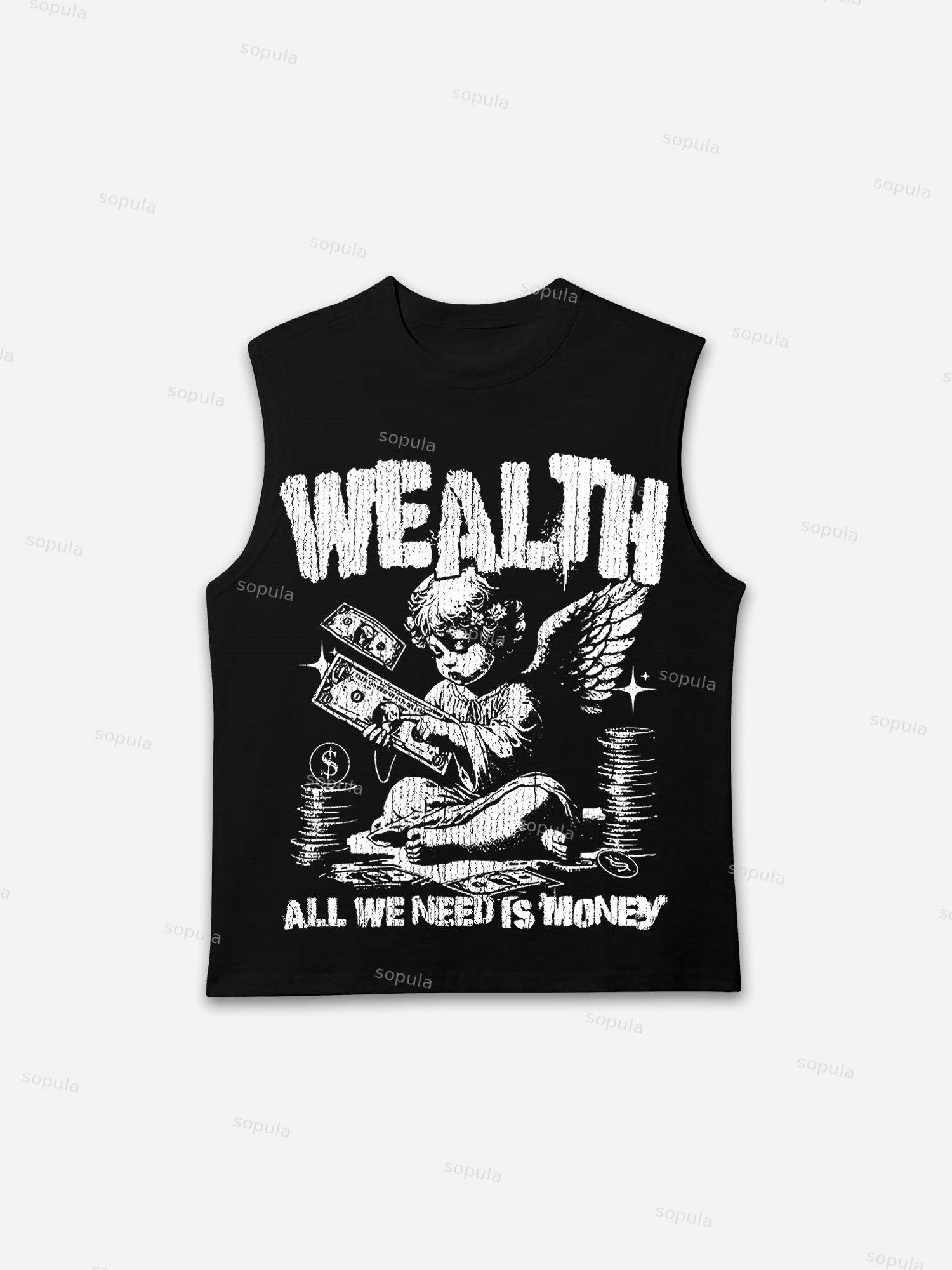 All We Need Is Money Angel Print Tank Top Product Image