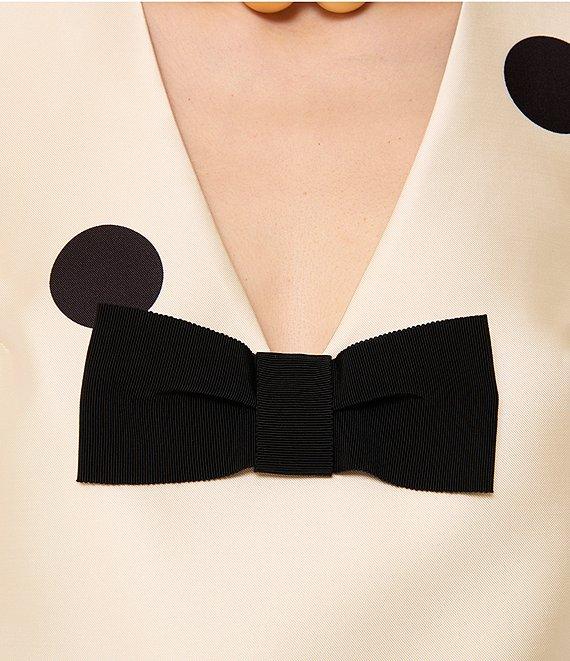 Tara Jarmon Topaze Dotted Duchess Satin V-Neck Sleeveless Bow Top Product Image