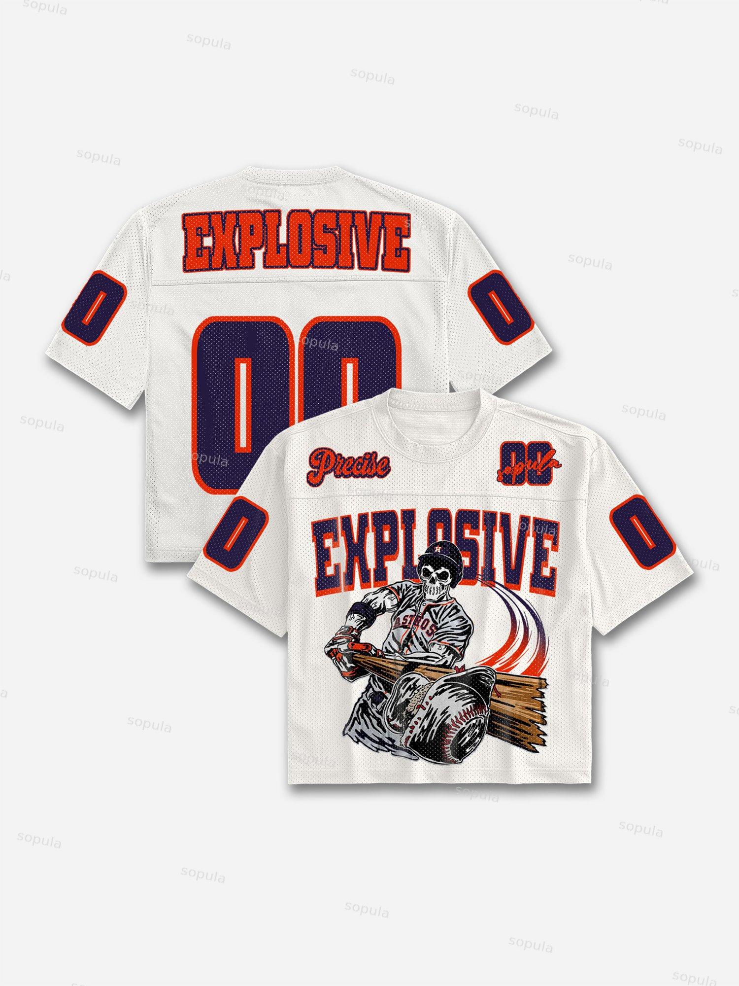 Skeleton Baseball Player Graphic Blokecore Football Jersey T-shirt Product Image