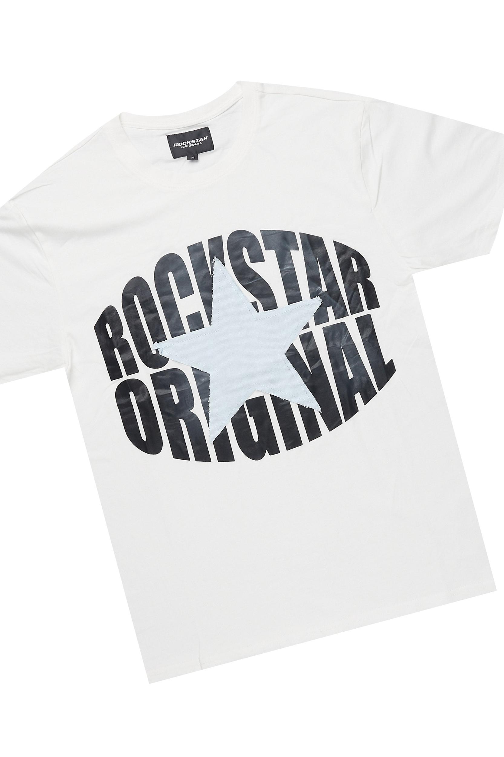 Sarge White/Blue T-Shirt/Short Set Male Product Image