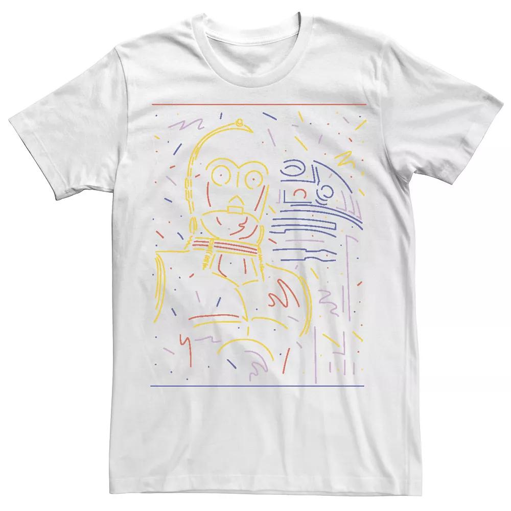 Men's Star Wars C-3PO & R2-D2 Confetti Portrait Tee, Size: Large, White Product Image