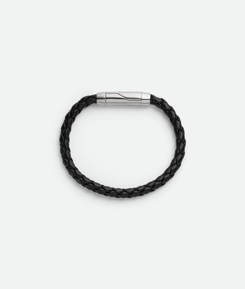 Men's Braid Leather Bracelet in Black Product Image