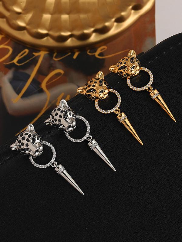 Geometric Leopard Eardrop Earrings Accessories Product Image