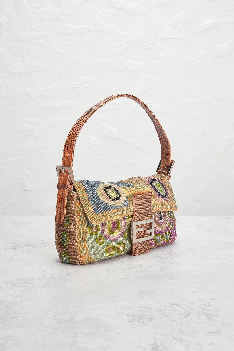 Fendi Vintage Embroidery Beaded Baguette Shoulder Bag FWRD Renew Product Image